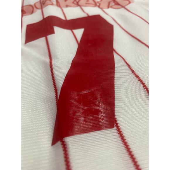 Empire Rockets Baseball Jersey Size Medium White Red Pinstripe Vintage #7 - Picture 3 of 9